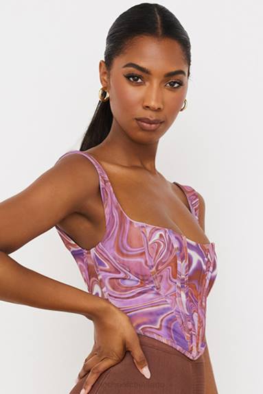vestiario esso House of CB Corsetto in rete con stampa a spirale viola Ninetta X44T85