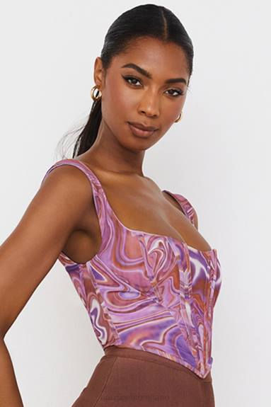 vestiario esso House of CB Corsetto in rete con stampa a spirale viola Ninetta X44T85