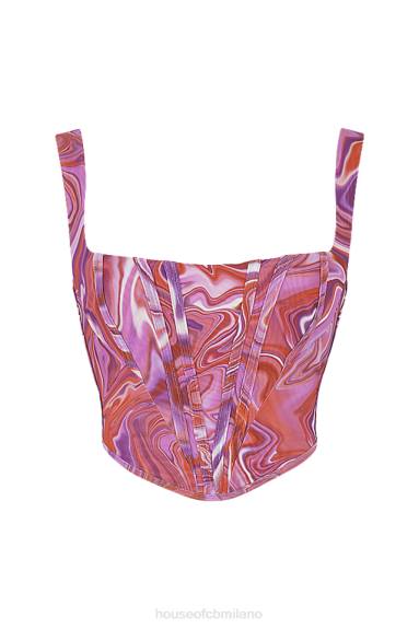 vestiario esso House of CB Corsetto in rete con stampa a spirale viola Ninetta X44T85