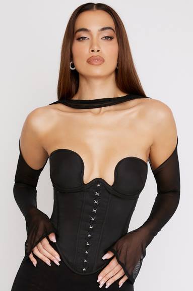 vestiario esso House of CB Mina corsetto strutturato nero X44T72