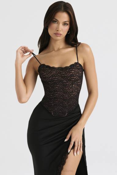 vestiario esso House of CB Romina corsetto in pizzo nero X44T39