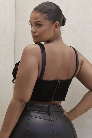 vestiario esso House of CB aayla top corsetto con coppe in velluto nero X44T99