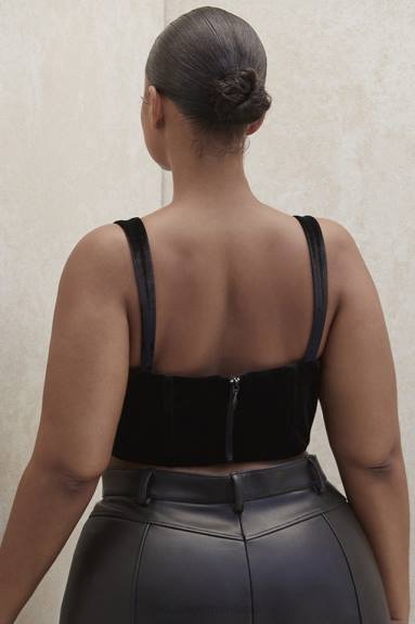 vestiario esso House of CB aayla top corsetto con coppe in velluto nero X44T99