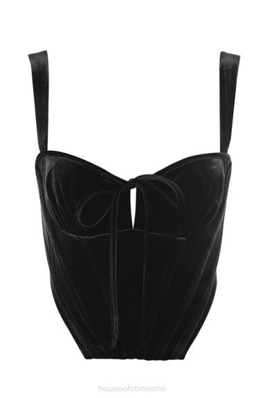 vestiario esso House of CB aayla top corsetto con coppe in velluto nero X44T99