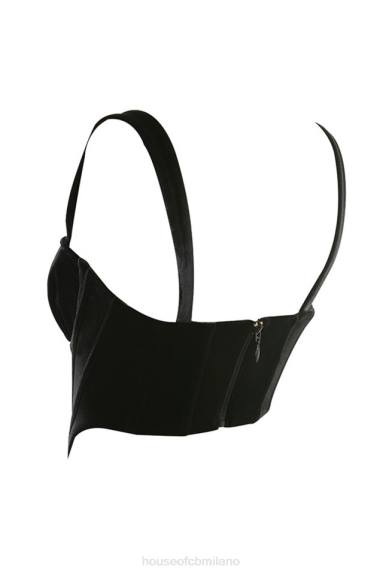 vestiario esso House of CB aayla top corsetto con coppe in velluto nero X44T99