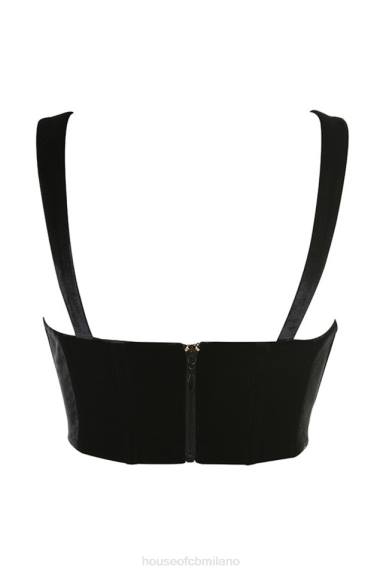 vestiario esso House of CB aayla top corsetto con coppe in velluto nero X44T99