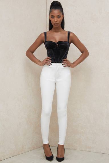 vestiario esso House of CB aayla top corsetto con coppe in velluto nero X44T99