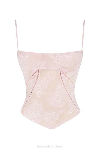 vestiario esso House of CB canotta in pizzo floreale rosa lisette X44T704