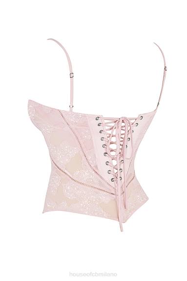 vestiario esso House of CB canotta in pizzo floreale rosa lisette X44T704
