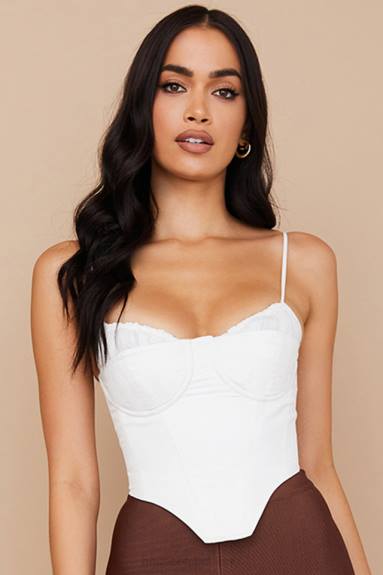 vestiario esso House of CB corsetto arricciato bianco emiliana X44T83