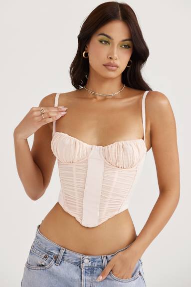 vestiario esso House of CB corsetto arricciato peonia rochelle X44T59