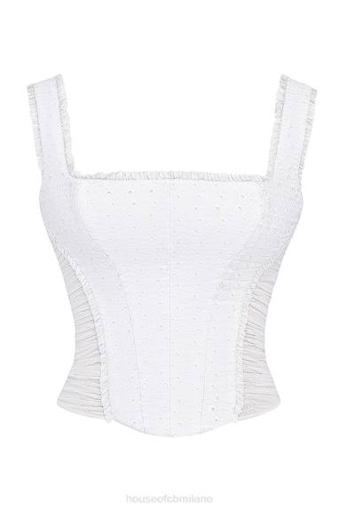 vestiario esso House of CB corsetto catalina in pizzo inglese bianco X44T21