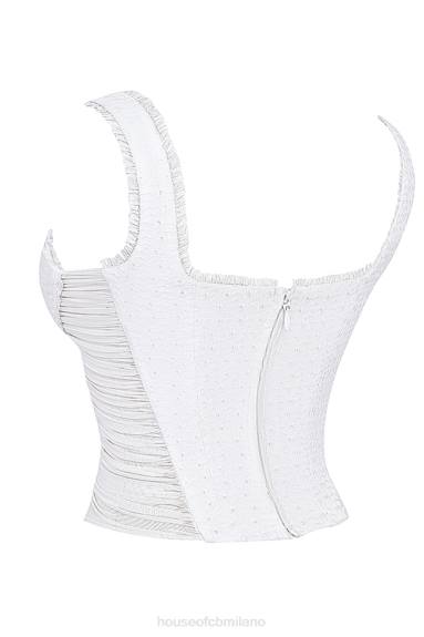 vestiario esso House of CB corsetto catalina in pizzo inglese bianco X44T21