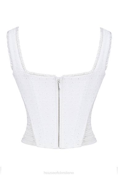 vestiario esso House of CB corsetto catalina in pizzo inglese bianco X44T21
