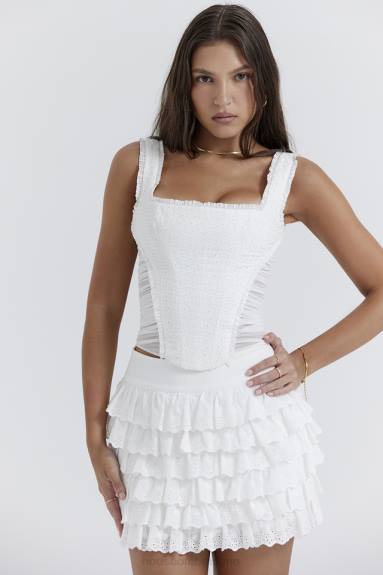 vestiario esso House of CB corsetto catalina in pizzo inglese bianco X44T21