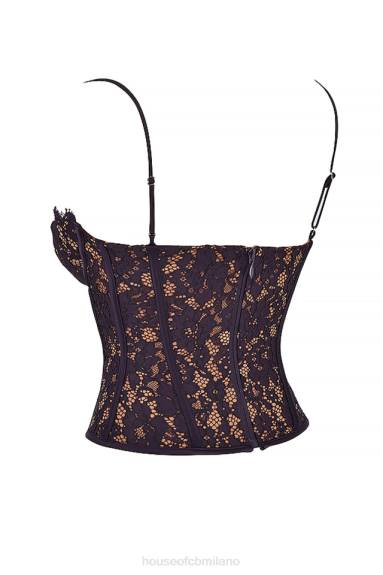vestiario esso House of CB corsetto con ferretto in pizzo mila night shade X44T43