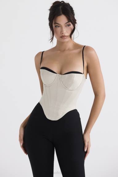 vestiario esso House of CB corsetto con ferretto in raso beige luette X44T30