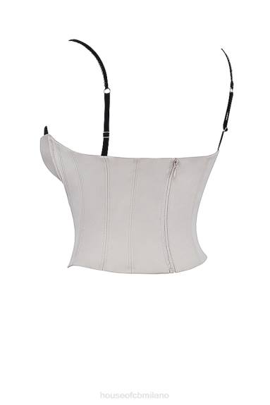 vestiario esso House of CB corsetto con ferretto in raso beige luette X44T30