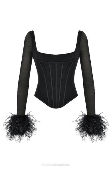 vestiario esso House of CB corsetto con finiture in rete nera Stella X44T70