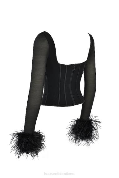 vestiario esso House of CB corsetto con finiture in rete nera Stella X44T70
