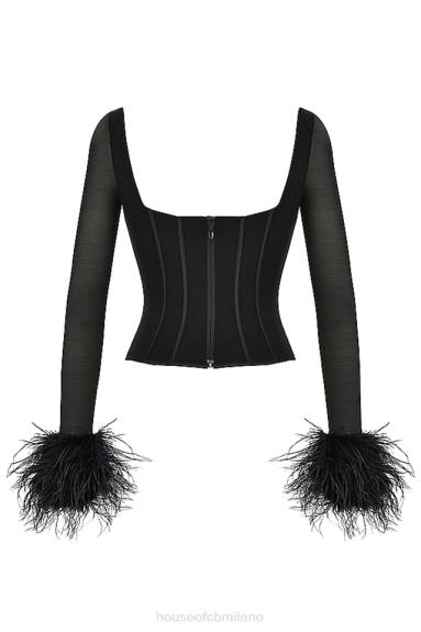 vestiario esso House of CB corsetto con finiture in rete nera Stella X44T70