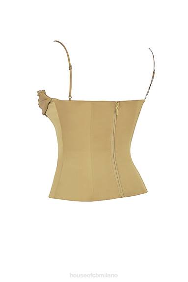 vestiario esso House of CB corsetto con lacci in raso verde oliva Letitia X44T58