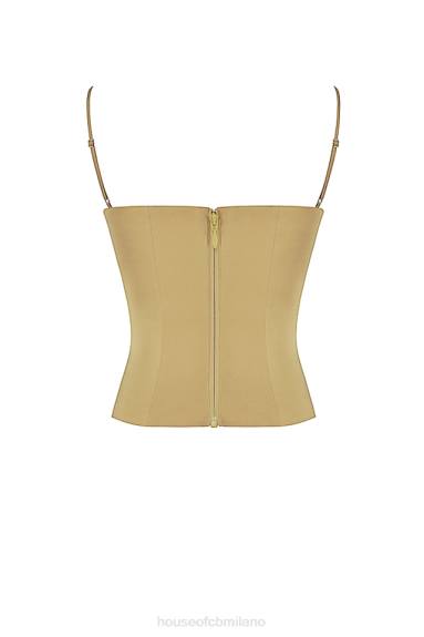 vestiario esso House of CB corsetto con lacci in raso verde oliva Letitia X44T58