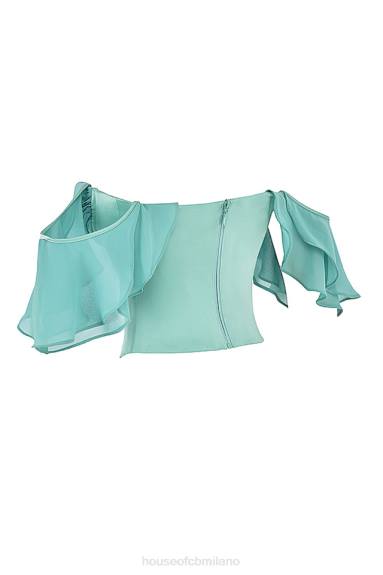 vestiario esso House of CB corsetto con maniche a volant in giada Isabella X44T47