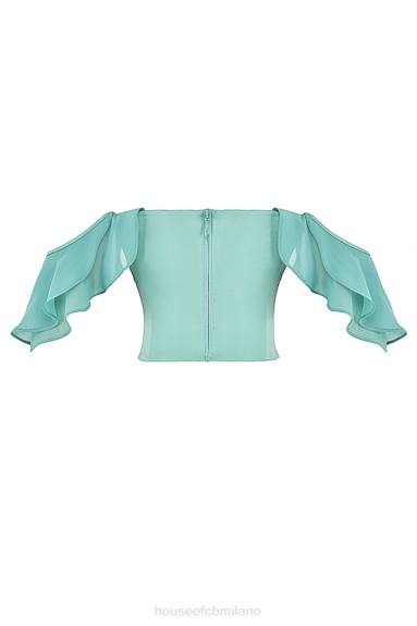 vestiario esso House of CB corsetto con maniche a volant in giada Isabella X44T47