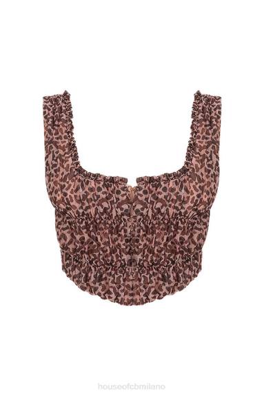 vestiario esso House of CB corsetto con ruches e stampa animalier Carly X44T93