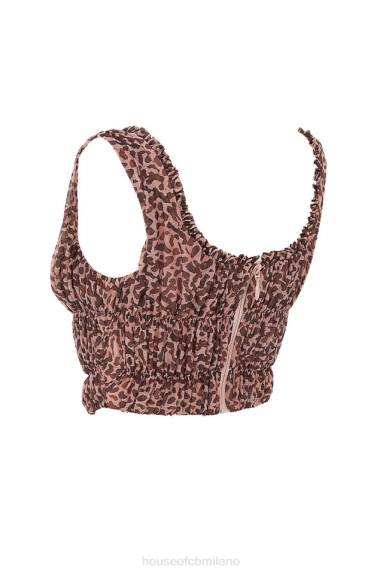 vestiario esso House of CB corsetto con ruches e stampa animalier Carly X44T93