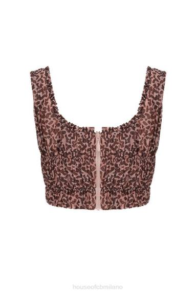 vestiario esso House of CB corsetto con ruches e stampa animalier Carly X44T93
