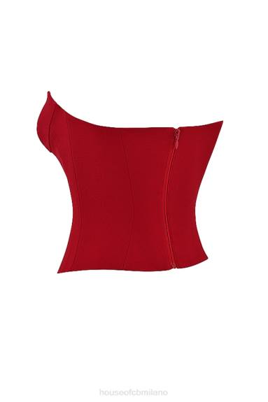 vestiario esso House of CB corsetto con scollo profondo e rosa rossa di Lydia X44T31