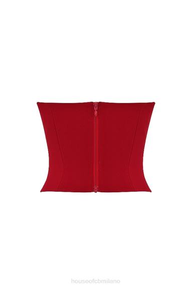 vestiario esso House of CB corsetto con scollo profondo e rosa rossa di Lydia X44T31