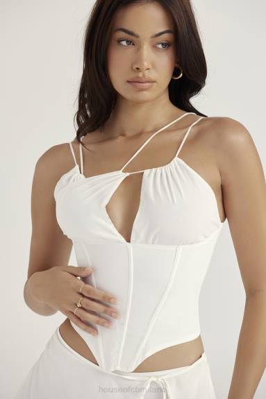 vestiario esso House of CB corsetto con spalline in chiffon bianco Orla X44T52