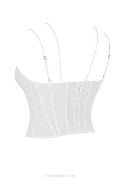 vestiario esso House of CB corsetto con spalline in chiffon bianco Orla X44T52