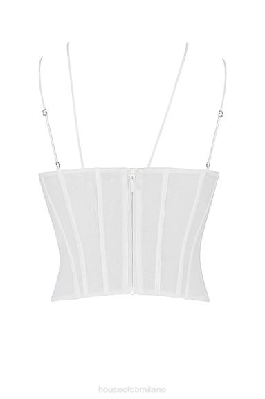vestiario esso House of CB corsetto con spalline in chiffon bianco Orla X44T52