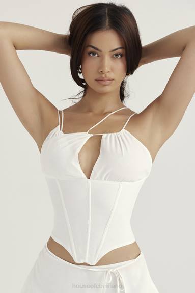 vestiario esso House of CB corsetto con spalline in chiffon bianco Orla X44T52