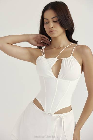vestiario esso House of CB corsetto con spalline in chiffon bianco Orla X44T52
