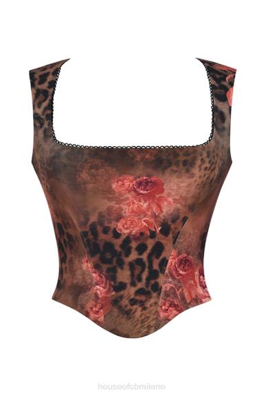 vestiario esso House of CB corsetto con stampa floreale kalina X44T29