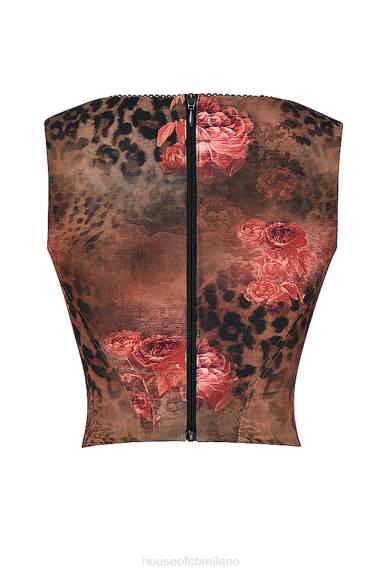 vestiario esso House of CB corsetto con stampa floreale kalina X44T29