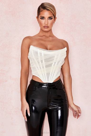 vestiario esso House of CB corsetto con stecche avorio Melinda X44T108