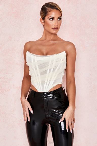 vestiario esso House of CB corsetto con stecche avorio Melinda X44T108