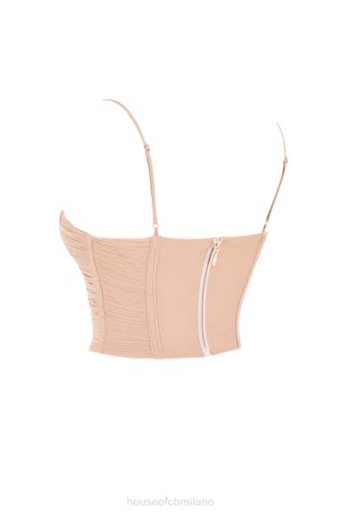 vestiario esso House of CB corsetto drappeggiato in rete beige Lottie X44T80