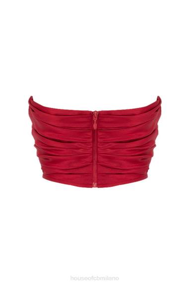 vestiario esso House of CB corsetto drappeggiato in taffetà rosso ari X44T95