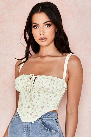 vestiario esso House of CB corsetto floreale gene limone X44T106