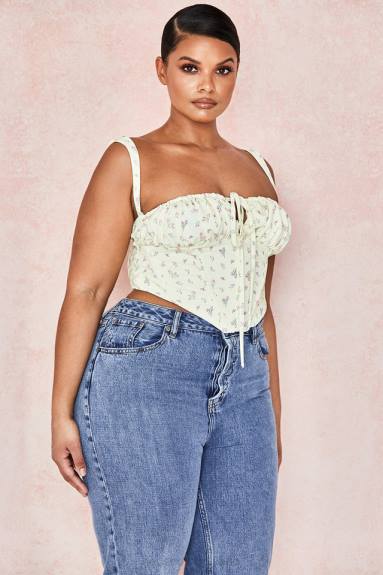 vestiario esso House of CB corsetto floreale gene limone X44T106