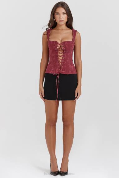 vestiario esso House of CB corsetto floreale parisa merlot X44T7