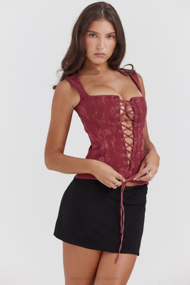 vestiario esso House of CB corsetto floreale parisa merlot X44T7