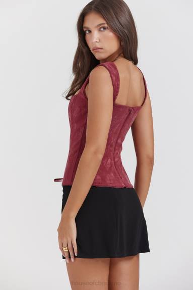 vestiario esso House of CB corsetto floreale parisa merlot X44T7